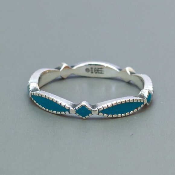 James Avery Sterling Cordoba Enamel Stacking Ring — Turquoise, Size 6.25 - Picture 12 of 12